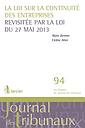 La loi sur la continuité des entreprises - Revisitée par la loi du 27 mai 2013